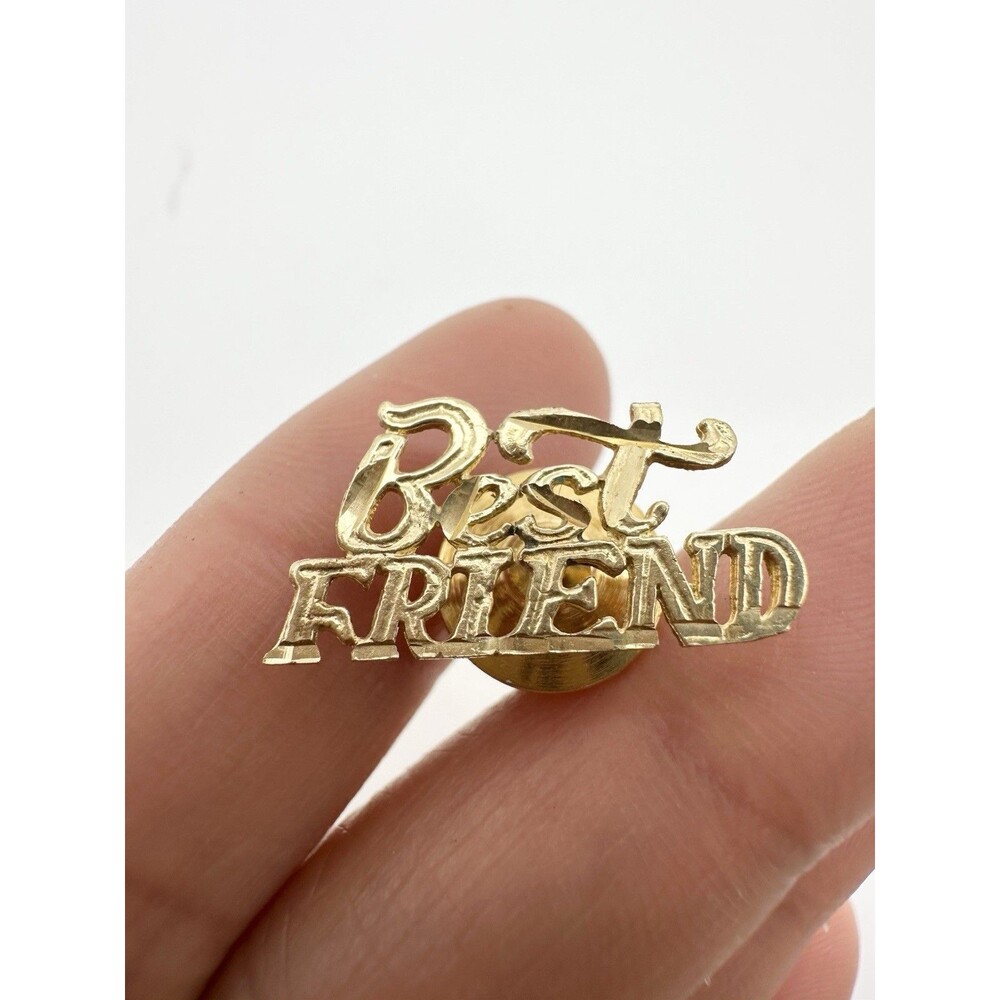 Vintage 14k Gold Best Friend Lapel Pin Letter Design